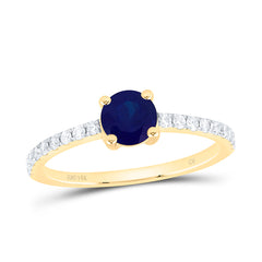 14k Gold 1/5 CTW-Natural Diamond 5MM Rd-Bs Natural Gemstone Round Ring