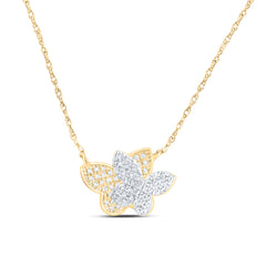 10k Gold 1/6 CTW-Natural Diamond Fashion Butterfly Necklace (17 Inch )