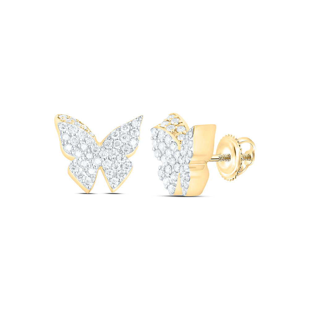 10k Gold 3/4 CTW-Natural Diamond Fashion Butterfly Earring