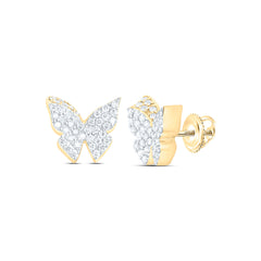 10k Gold 3/4 CTW-Natural Diamond Fashion Butterfly Earring