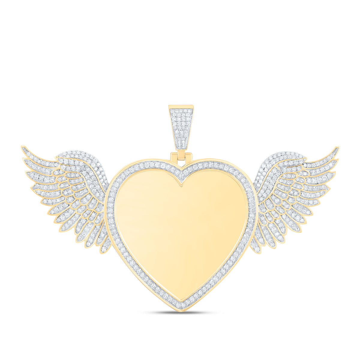 10k Gold 1 1/5 CTW-Natural Diamond Fashion Wing Heart Memory Pendant