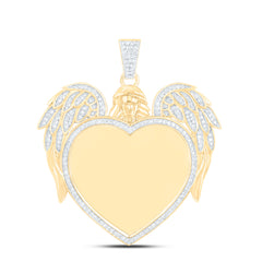 10k Gold 3/4 CTW-Natural Diamond Fashion Angle Wing Heart Memory Pendant
