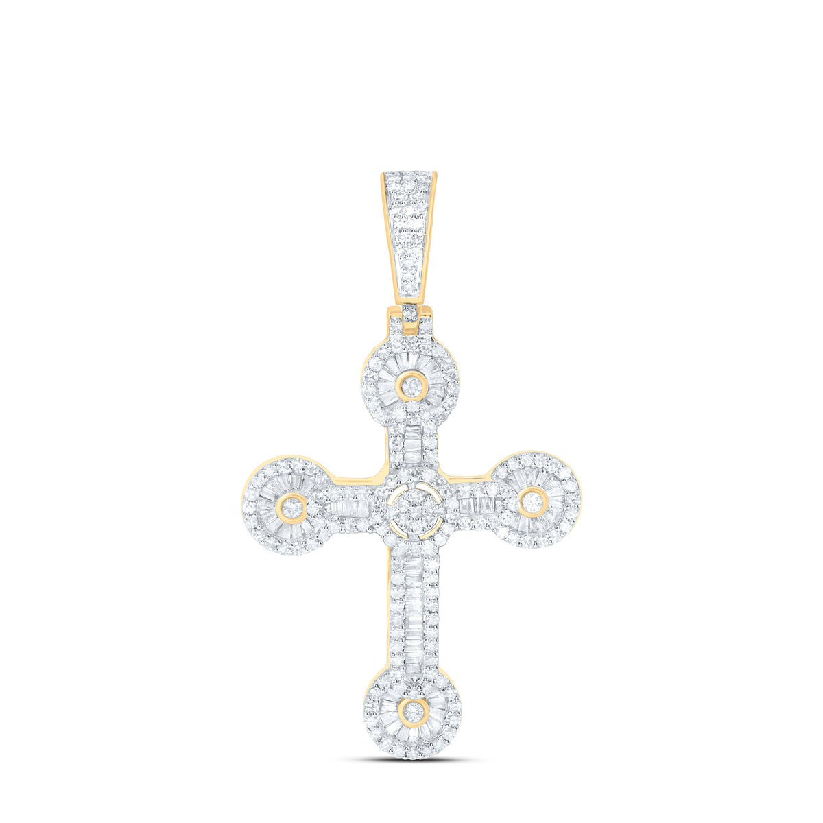 10k Gold 1 CTW-Natural Diamond Fashion Cross Pendant