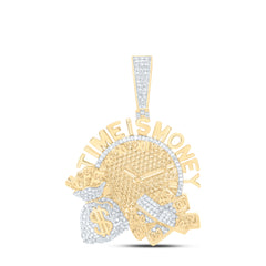 10k Gold 3/4 CTW-Natural Diamond Time Is Money Mens Charm
