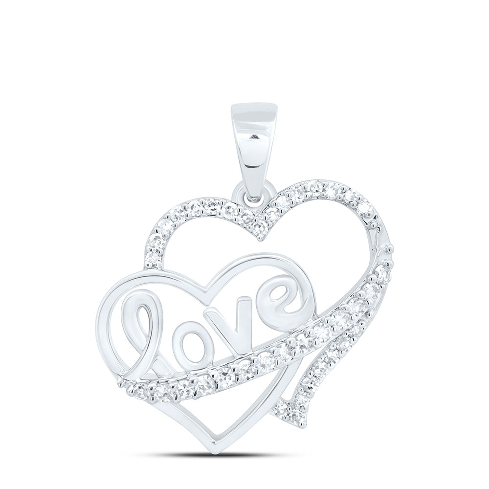 10k Gold 1/8 CTW-Natural Diamond Fashion Love Heart Pendant