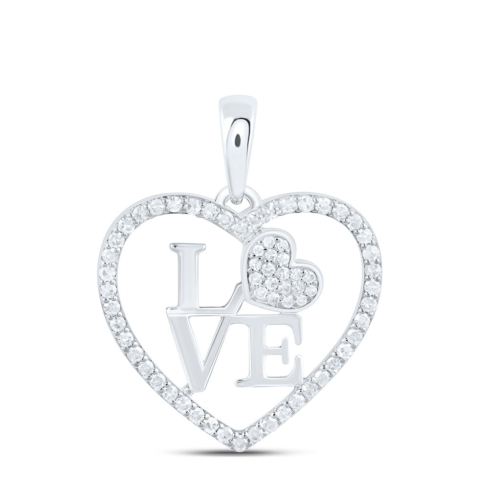 10k Gold 1/4 CTW-Natural Diamond Fashion Love Heart Pendant