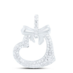 10k Gold 1/3 CTW-Natural Diamond Fashion Bow Heart Pendant