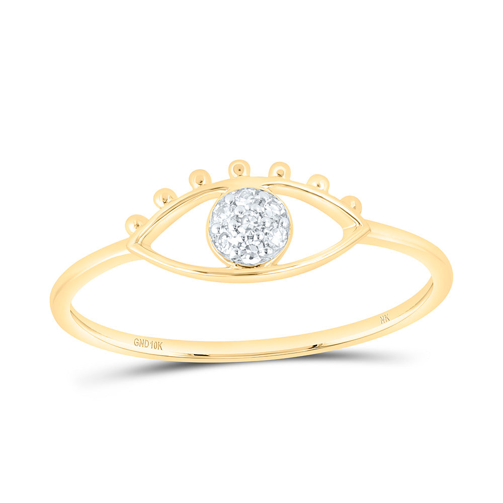 10k Gold 1/20 CTW-Natural Diamond Gift Evil Eye Ring
