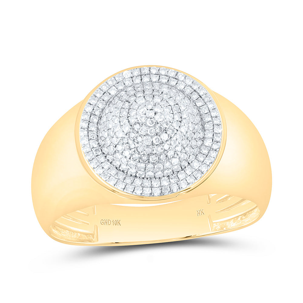 10k Gold 1/2 CTW-Natural Diamond Dome Mens Ring