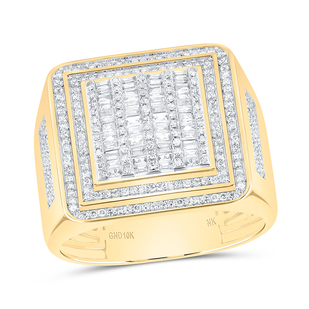 10k Gold 3/4 CTW-Natural Diamond Square Mens Ring