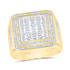 10k Gold 3/4 CTW-Natural Diamond Square Mens Ring