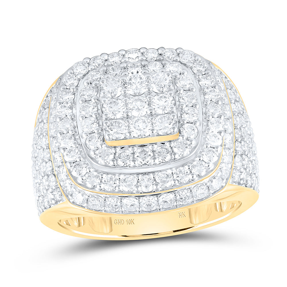 10k Gold 4 CTW-Natural Diamond Cushion Mens Ring