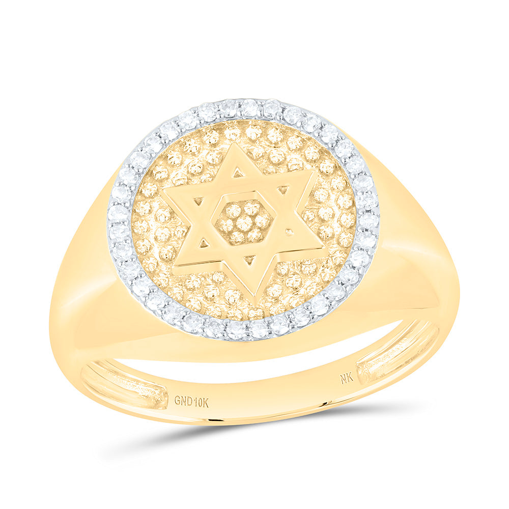 10k Gold 1/5 CTW-Natural Diamond Star Of David Men Ring