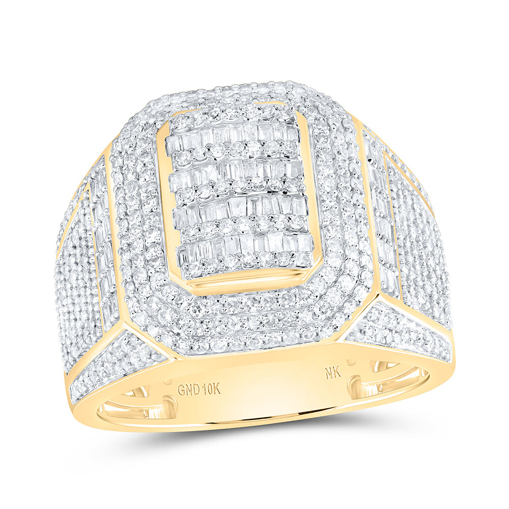 10k Gold 1 1/2 CTW-Natural Diamond Emerald Mens Ring