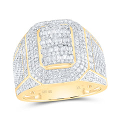 10k Gold 1 1/2 CTW-Natural Diamond Emerald Mens Ring