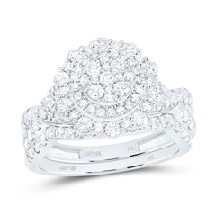 10k Gold 1 1/5 CTW-Natural Diamond Fashion Double Halo Bridal Set