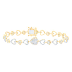 10k Gold 1 5/8 CTW-Natural Diamond Fashion Heart Bracelet (7 Inch )