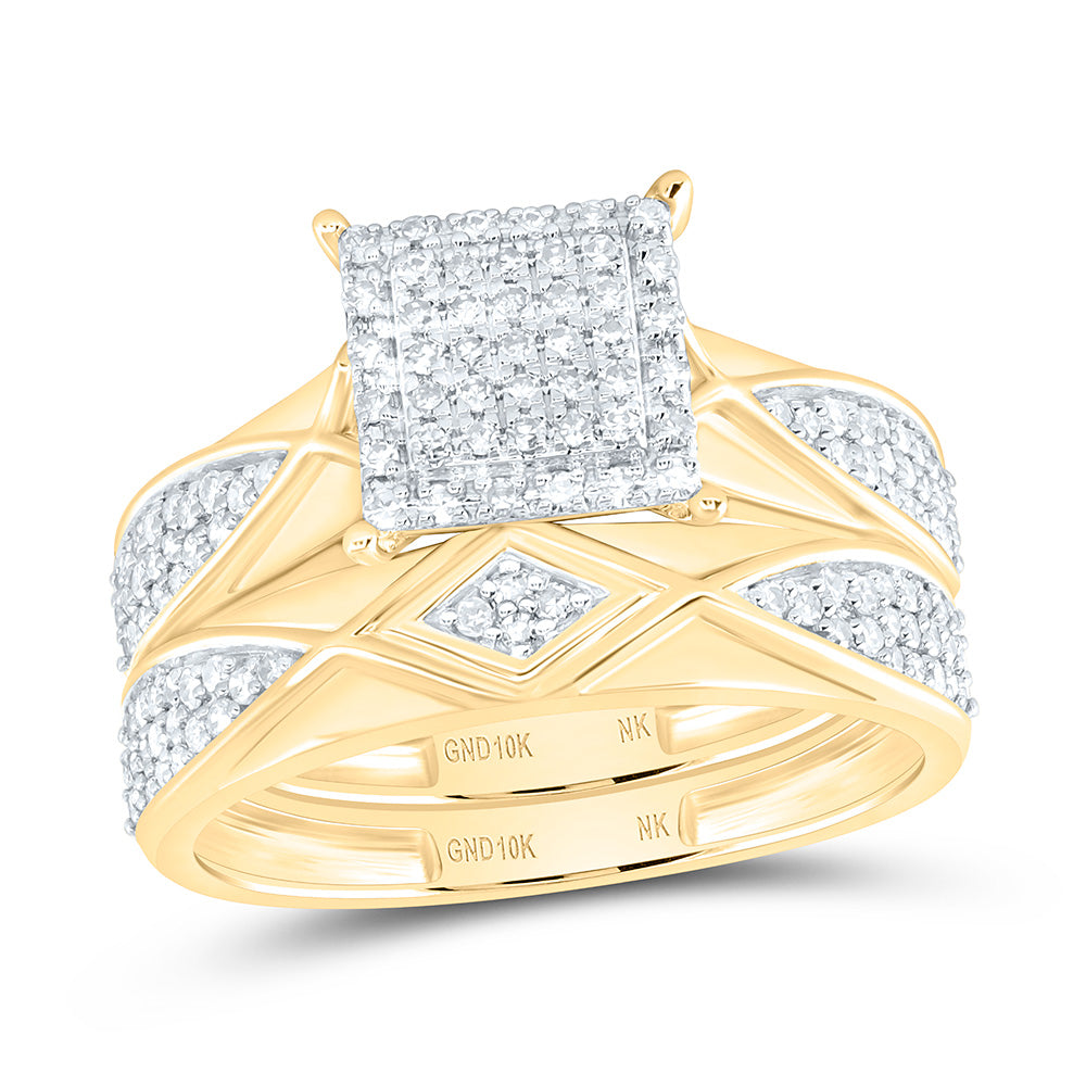 10k Gold 5/8 CTW-Natural Diamond Fashion Square Trio Set
