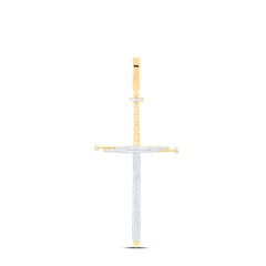 10k Gold 1 CTW-Natural Diamond Mens Cross Mens Charm (100MM Long With Bail)