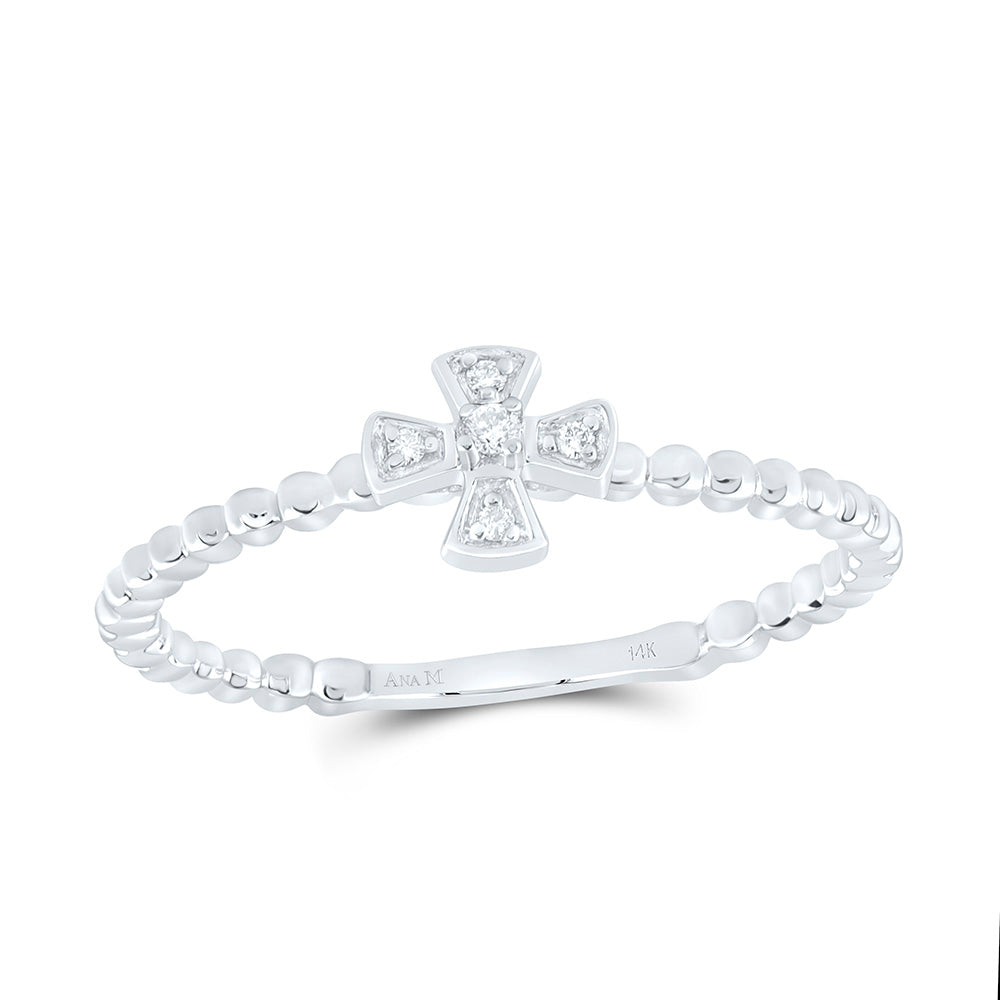 14k Gold 0.02 CTW-Natural Diamond Fashion Baroque Cross Ring