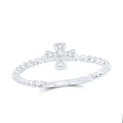 14k Gold 0.02 CTW-Natural Diamond Fashion Baroque Cross Ring