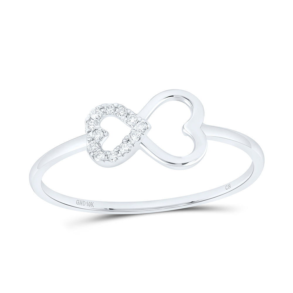 10k Gold 1/20 CTW-Natural Diamond Gift Heart Ring