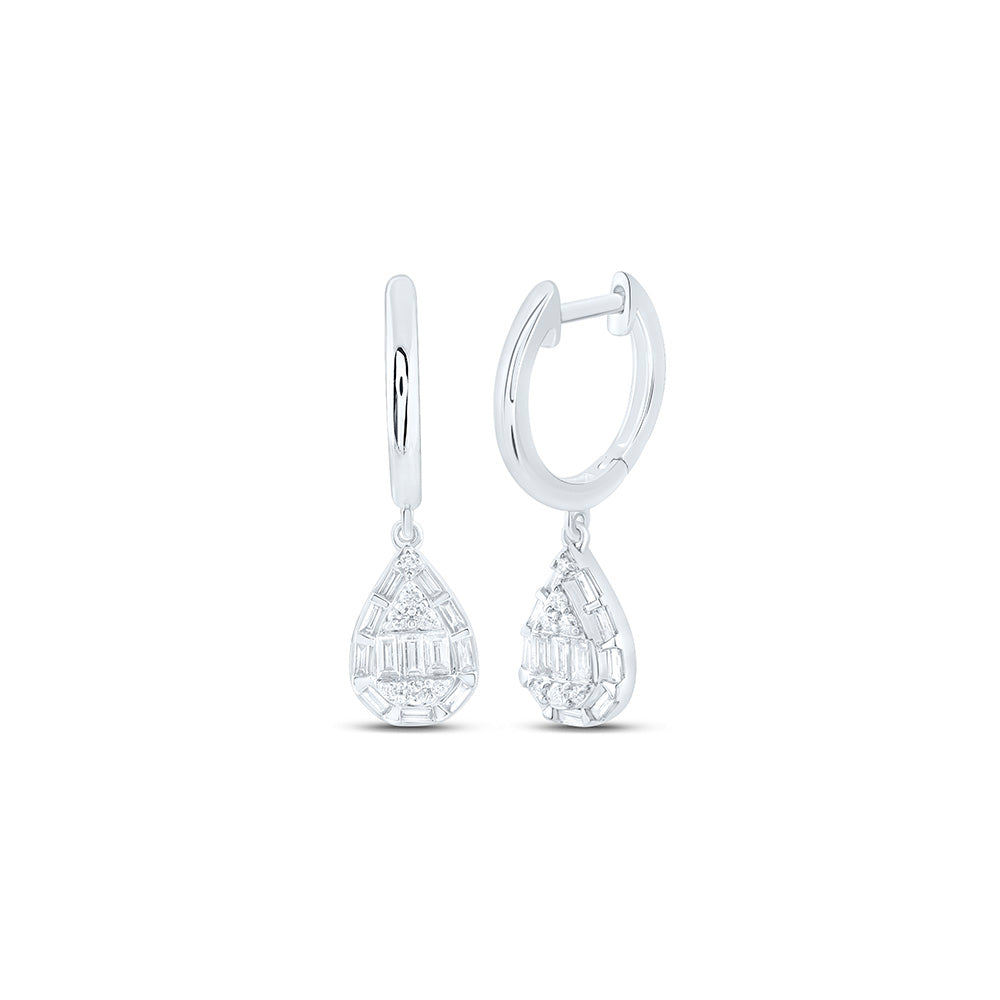 10k Gold 1/2 CTW-Natural Diamond Fashion Pear Dangling Earring