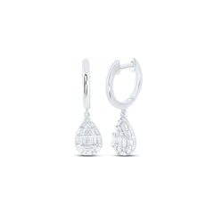 10k Gold 1/2 CTW-Natural Diamond Fashion Pear Dangling Earring
