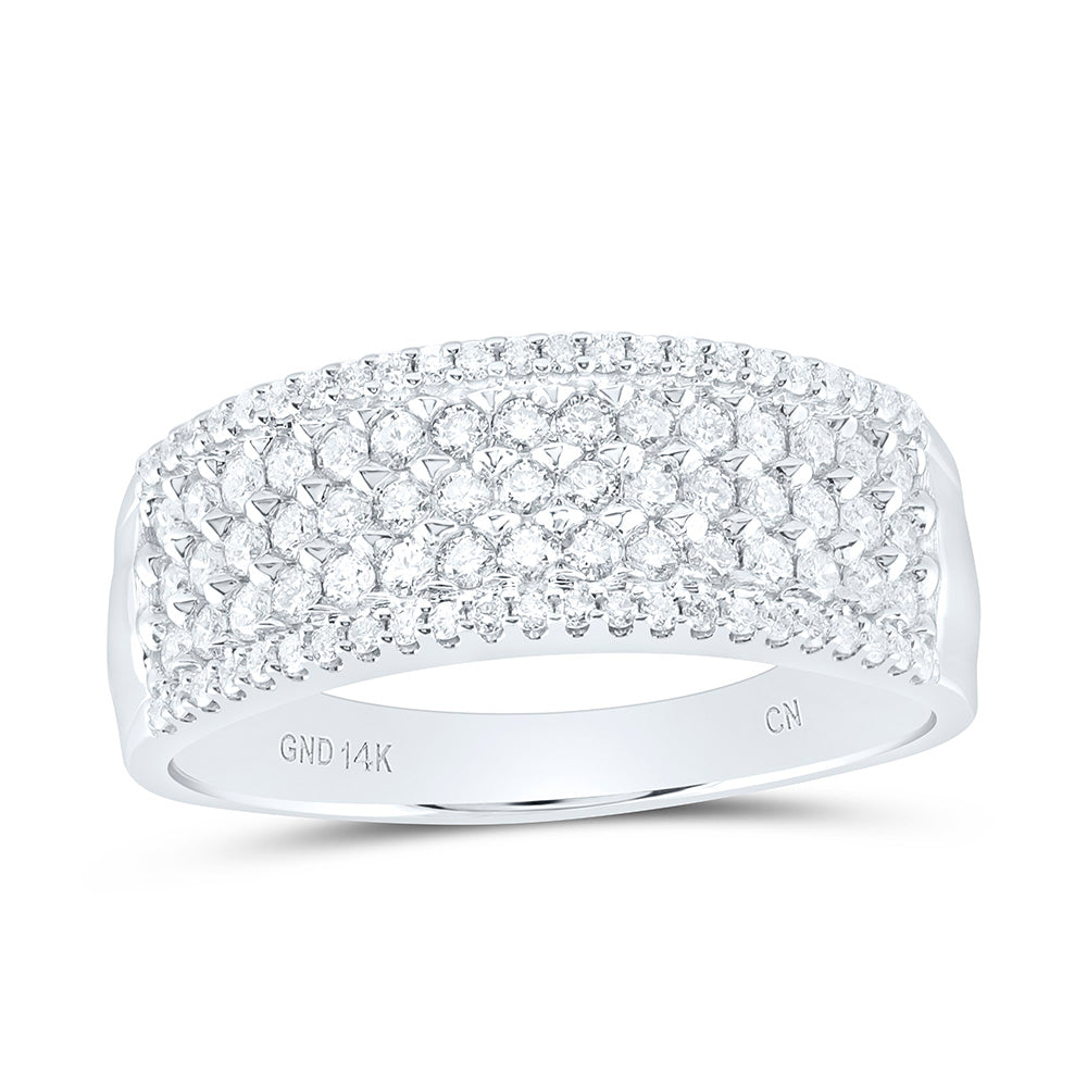 14k Gold 7/8 CTW-Natural Diamond Mens Band