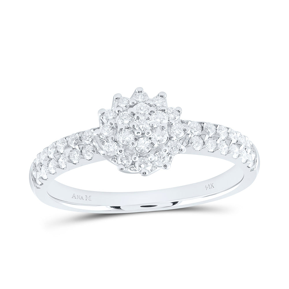 14k Gold 1/2 CTW-Natural Diamond Fashion Flower Ring