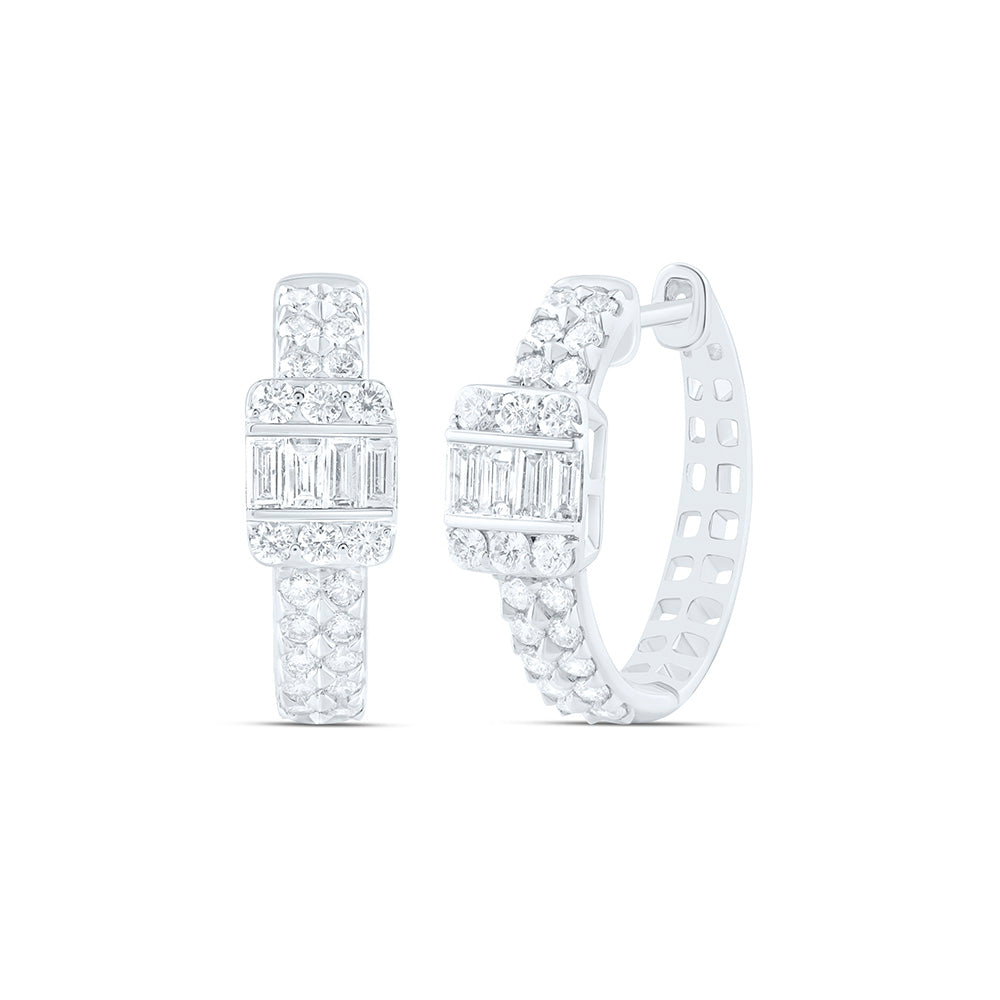 14k Gold 3/4 CTW-Natural Diamond Fashion Hoop Earring