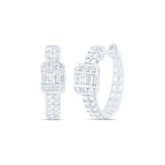 14k Gold 3/4 CTW-Natural Diamond Fashion Hoop Earring