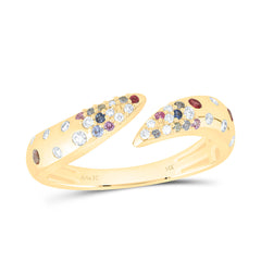 14k Gold 1/12 CTW-Natural Diamond 1/4 Ct Rd-Natural Gemstone Multi Color Sapphire Ring