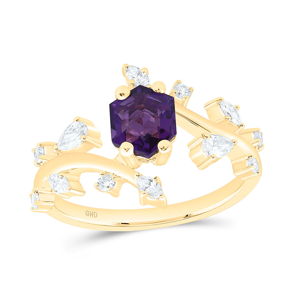 14k Gold 1/10 Ct /1/10 Ct Mq /1/8 CTWpear / 7/8 Ct Ame Fashion Ring