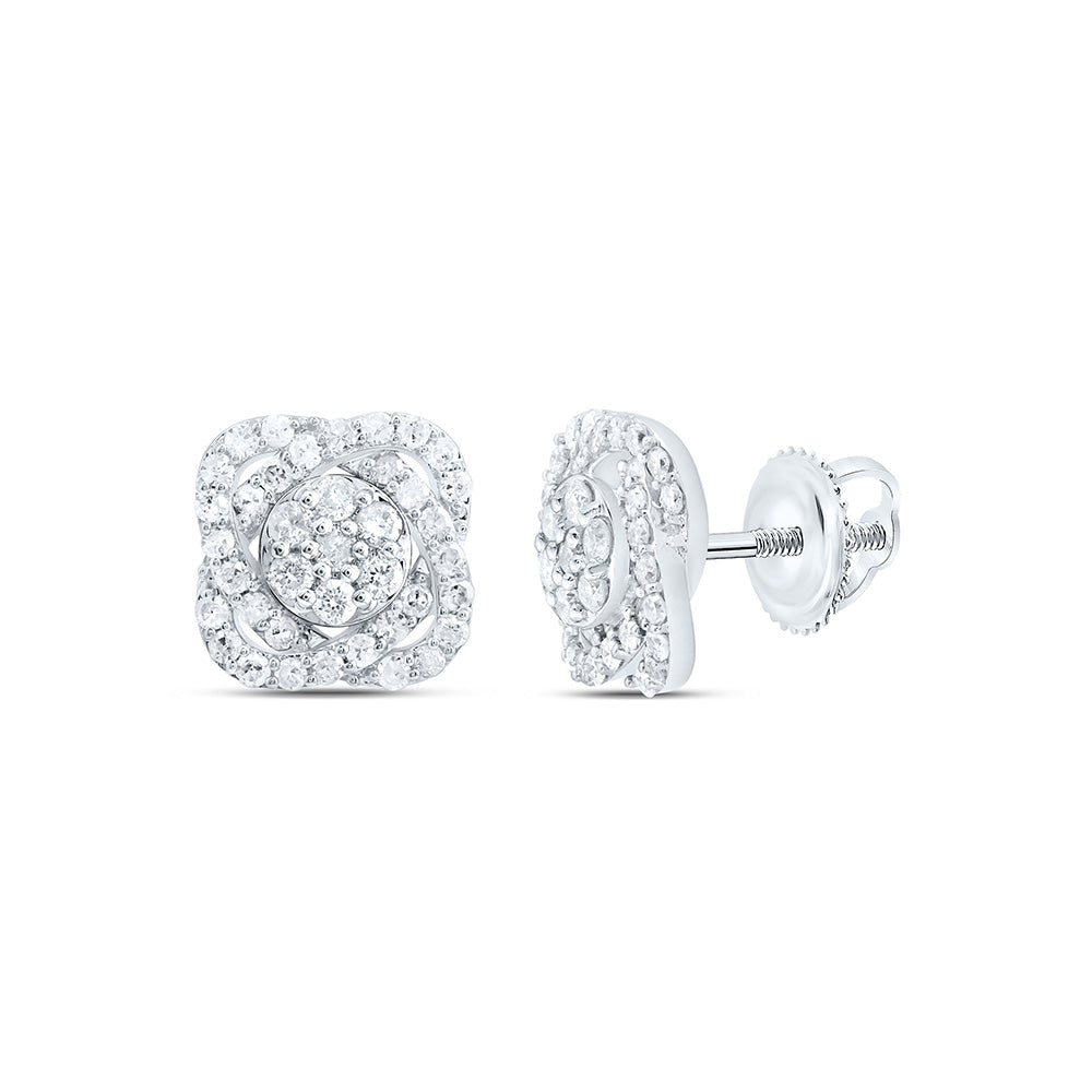 10k Gold 5/8 CTW-Natural Diamond Gift Flower Earring