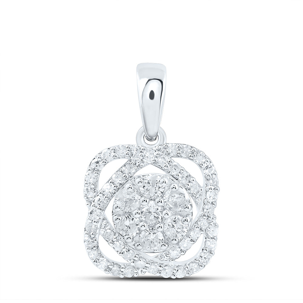 10k Gold 1/2 CTW-Natural Diamond Gift Flower Pendant