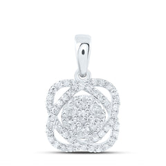 10k Gold 1/2 CTW-Natural Diamond Gift Flower Pendant