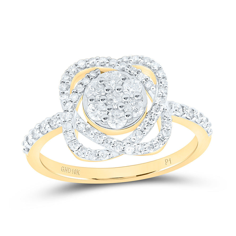 10k Gold 5/8 CTW-Natural Diamond Gift Flower Ring