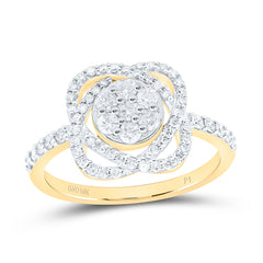 10k Gold 5/8 CTW-Natural Diamond Gift Flower Ring