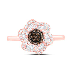 10k Gold 1/3 CTW-Natural Diamond Cognac Natural Flower Ring
