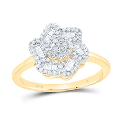 10k Gold 1/3 CTW-Natural Diamond Fashion Flower Ring