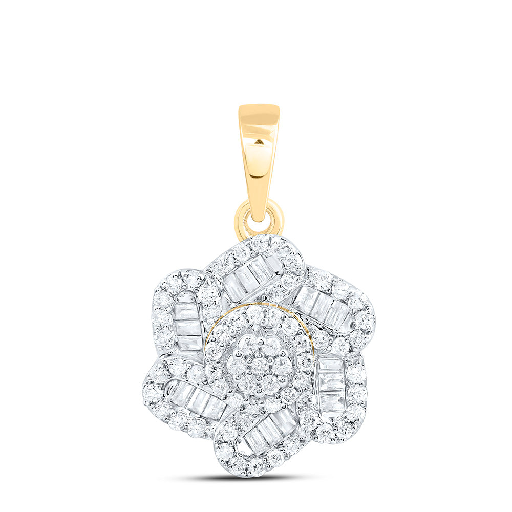 10k Gold 3/8 CTW-Natural Diamond Fashion Flower Pendant