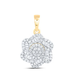 10k Gold 3/8 CTW-Natural Diamond Fashion Flower Pendant