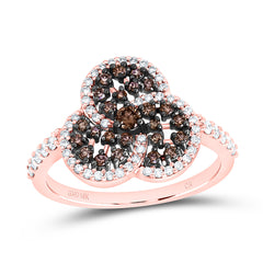 10k Gold 1/2 CTW-Natural Diamond Cognac Natural Trinity Round Ring
