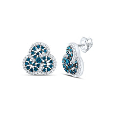 10k Gold 7/8 CTW-Natural Diamond Blue Diamond Trinity Earring