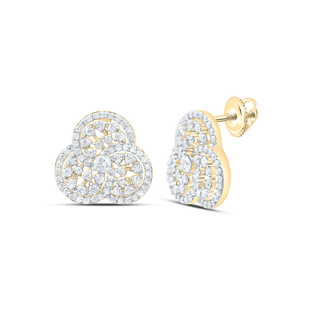 10k Gold 7/8 CTW-Natural Diamond Fashion Trinity Earring