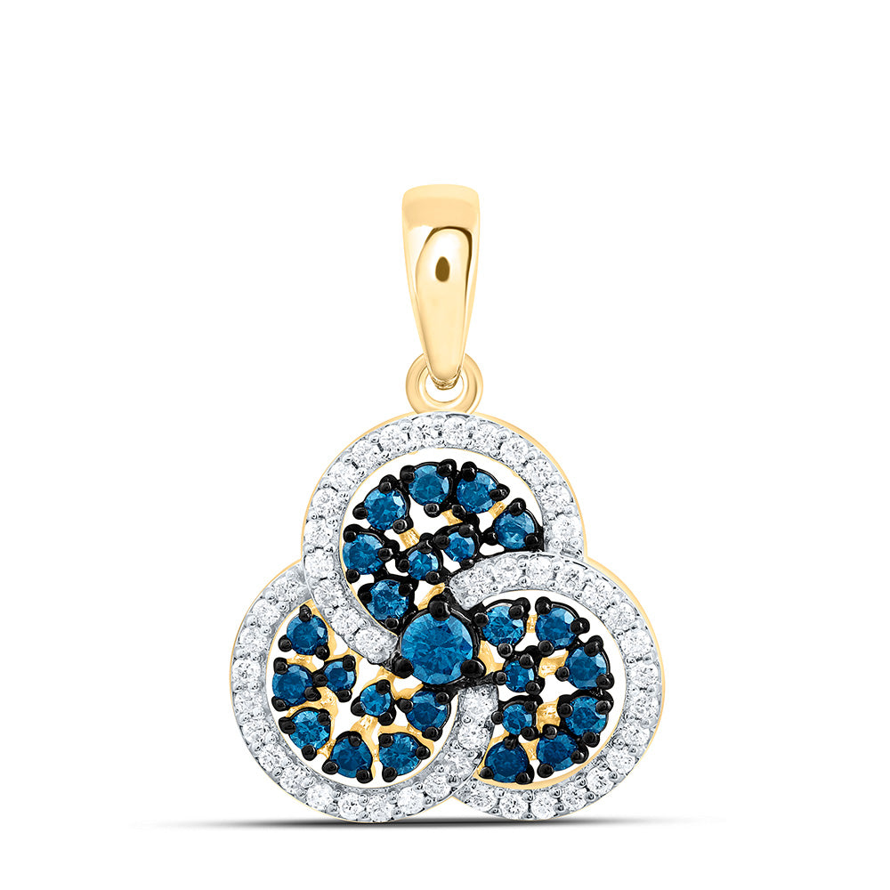 10k Gold 5/8 CTW-Natural Diamond Blue Diamond Trinity Pendant