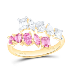 14k Gold 3/4 CTW-Natural Diamond 1 Ct-Pi Sapp Natural Gemstone Ring