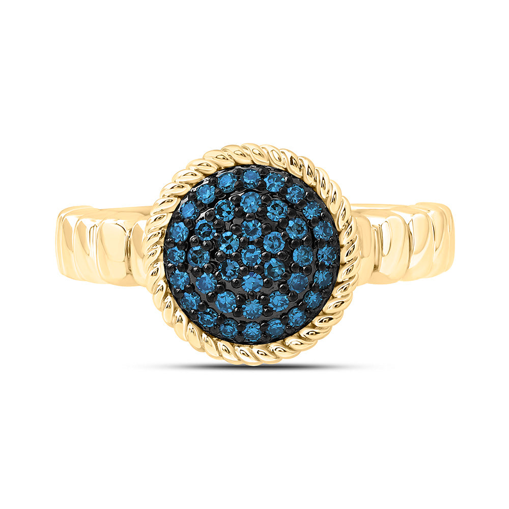 10k Gold 1/4 CTW-Natural Diamond Fashion Blue Diamond Round Ring
