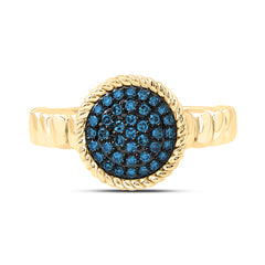 10k Gold 1/4 CTW-Natural Diamond Fashion Blue Diamond Round Ring